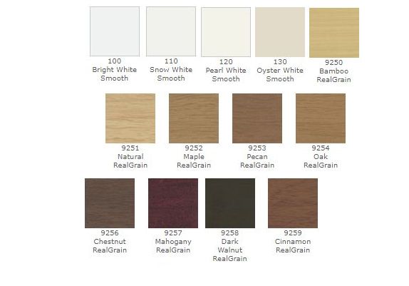 Patrician fauxwood color choices
