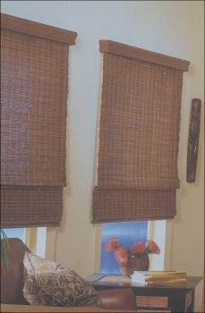 Wood Valance with Woven Wood Shades